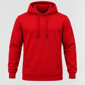 Mens red sleeveless workout hoodie for gym training