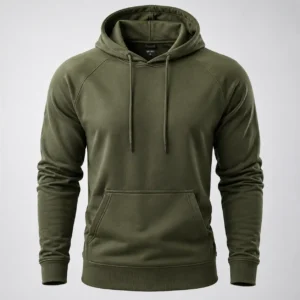 Mens olive green pullover hoodie for outdoor hiking