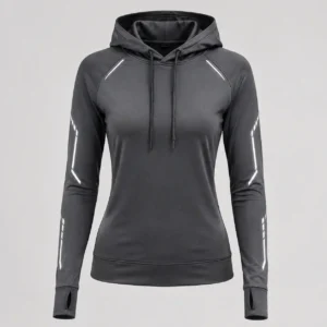 Womens reflective running hoodie for night running and safety