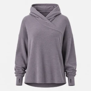 Womens yoga pullover hoodie for studio practice and stretching