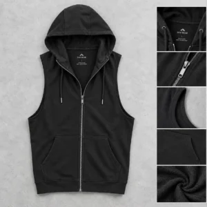 mens sleeveless zip up gym hoodie